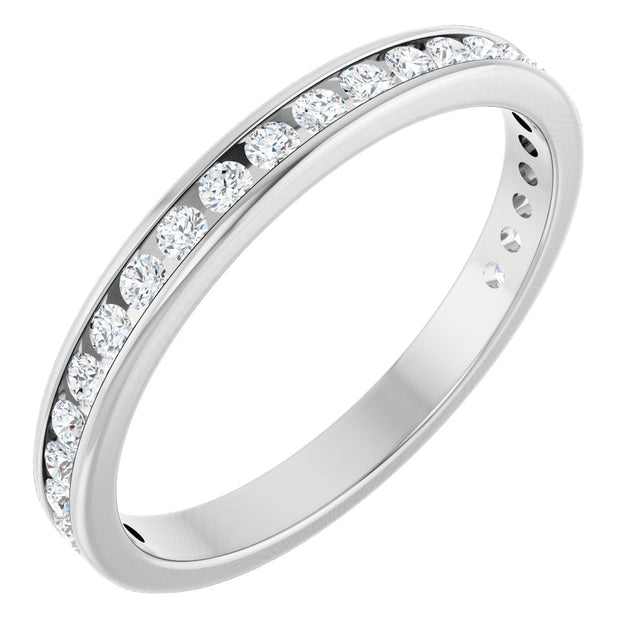 10K Gold Round Natural Diamond Channel-Set Anniversary Band – 3/8 CTW - White Gold