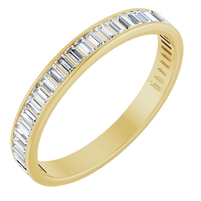 14K Gold Straight Baguette Lab-Grown Diamond Channel-Set Anniversary Band – 3x1.5 mm Stones - Yellow Gold