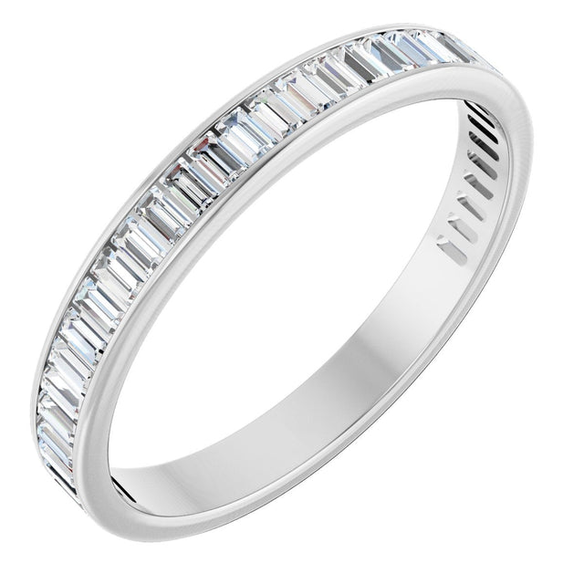14K Gold Straight Baguette Lab-Grown Diamond Channel-Set Anniversary Band – 3x1.5 mm Stones - White Gold