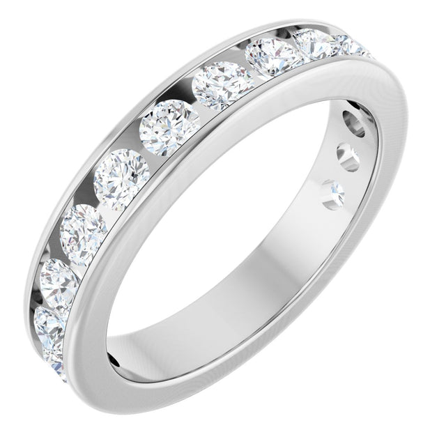 14K Gold Round Lab-Grown Diamond Channel-Set Anniversary Band – 2.5 mm Stones - White Gold