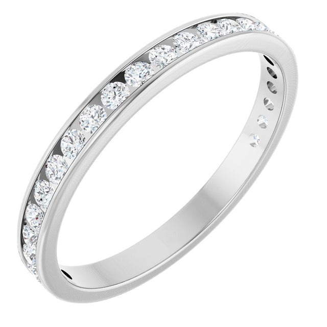 14K Gold Round Lab-Grown Diamond Channel-Set Anniversary Band – 2.25 mm Stones (1 CTW) - White Gold