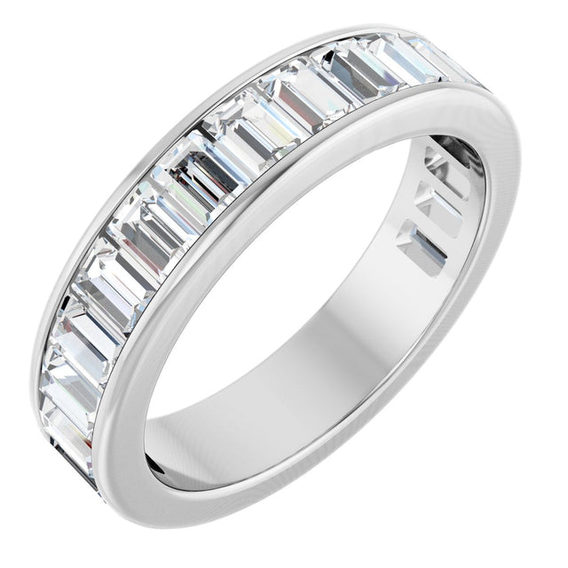 14K Gold Straight Baguette Lab-Grown Diamond Channel-Set Anniversary Band – 3x2 mm Stones - White Gold