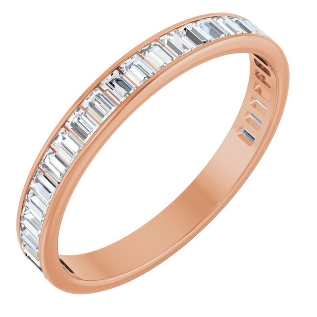 10K Gold Straight Baguette Natural Diamond Channel-Set Anniversary Band – 2 CTW - Rose Gold