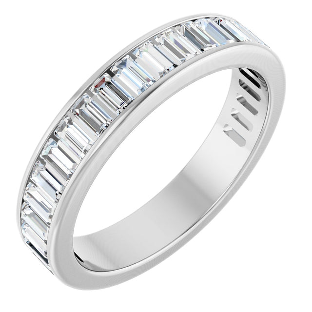 14K Gold Straight Baguette Natural Diamond Channel-Set Anniversary Band – 3x1.5 mm Stones - White Gold
