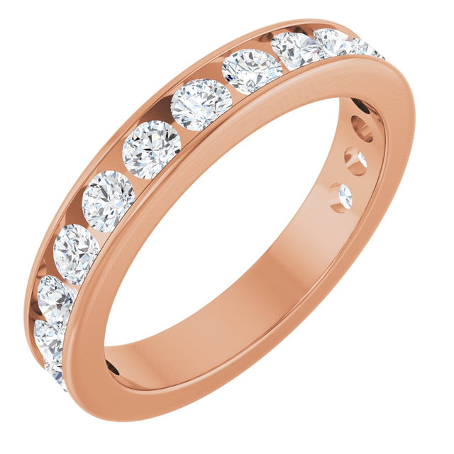 14K Gold Round Lab-Grown Diamond Channel-Set Anniversary Band – 3 mm Stones - Rose Gold