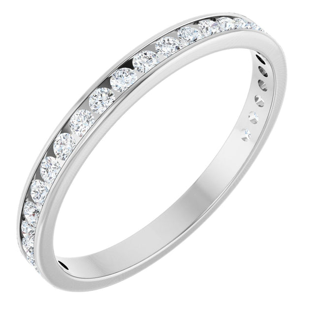 14K Gold Round Lab-Grown Diamond Channel-Set Anniversary Band – 2.25 mm Stones (1 CTW) - White Gold