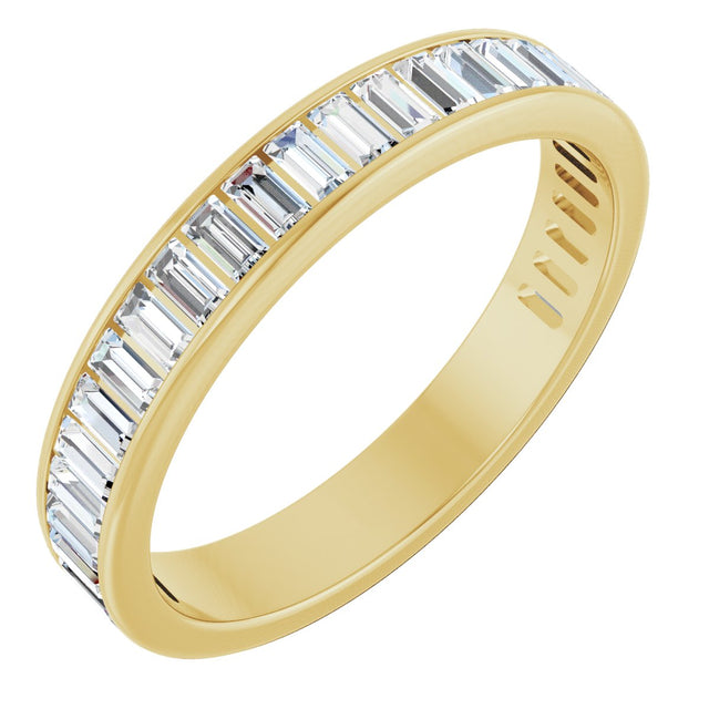 14K Gold Straight Baguette Lab-Grown Diamond Channel-Set Anniversary Band – 3x1.5 mm Stones - Yellow Gold