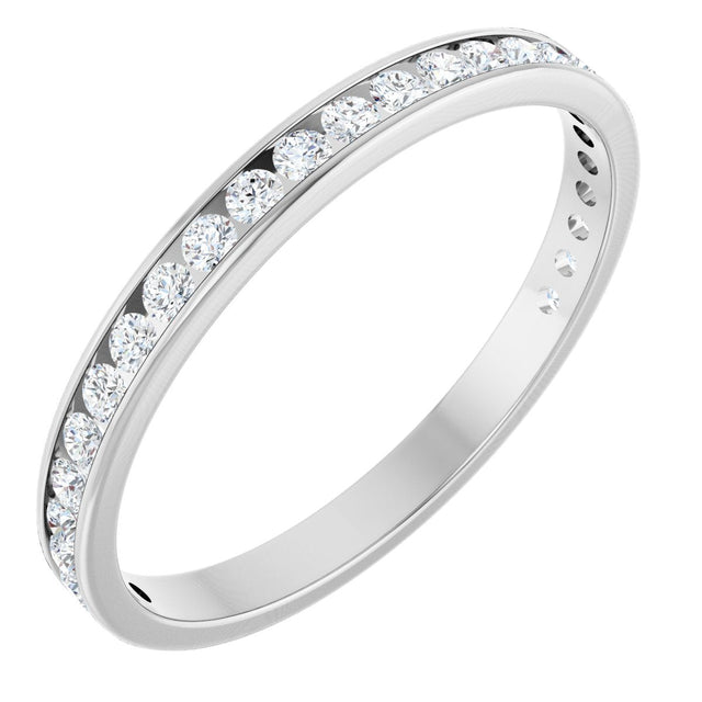 14K Gold Round Lab-Grown Diamond Channel-Set Anniversary Band – 2.25 mm Stones (1 CTW) - White Gold