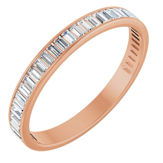 14K Gold Straight Baguette Natural Diamond Channel-Set Anniversary Band – 3x1.5 mm Stones (1 3/8–1 1/2 CTW) - Rose Gold