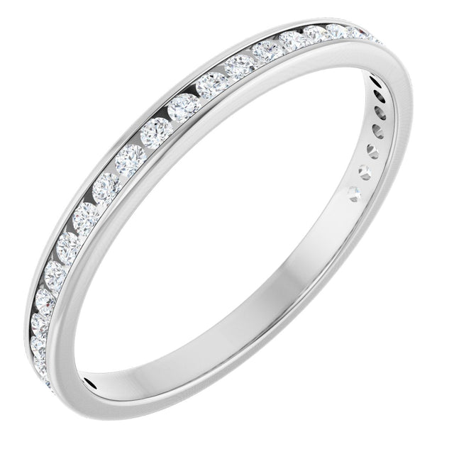 14K Gold Round Lab-Grown Diamond Channel-Set Anniversary Band – 1.7 mm Stones - White Gold