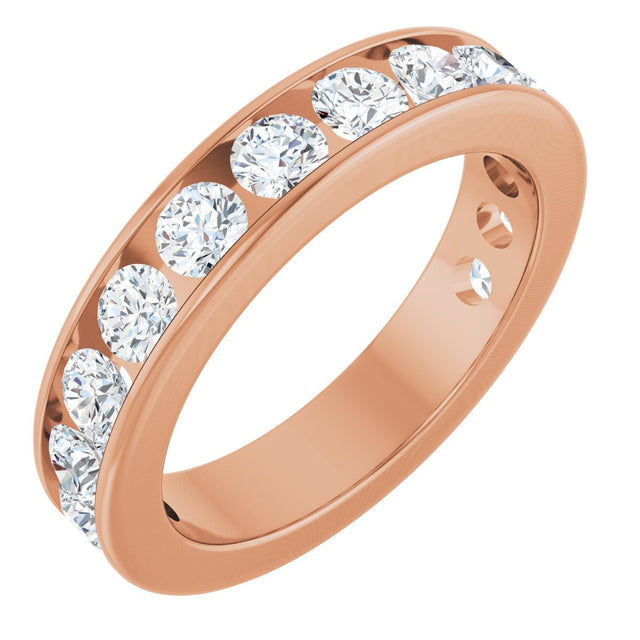 14K Gold Round Lab-Grown Diamond Channel-Set Anniversary Band – 3 mm Stones - Rose Gold