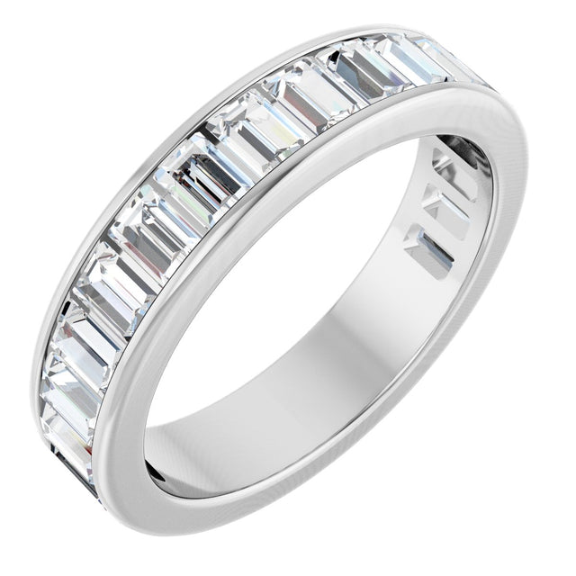 14K Gold Straight Baguette Natural Diamond Channel-Set Anniversary Band – 3x2 mm Stones - White Gold