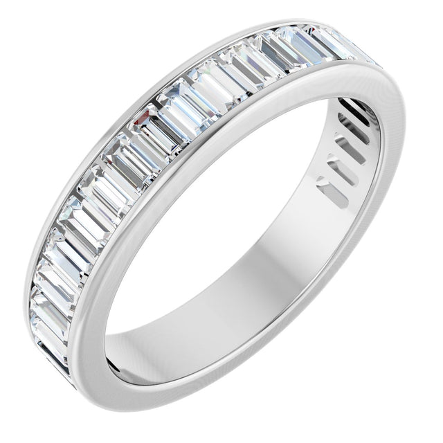 14K Gold Straight Baguette Lab-Grown Diamond Channel-Set Anniversary Band – 3x1.5 mm Stones - White Gold
