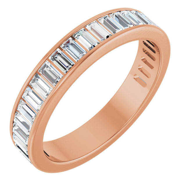 14K Gold Straight Baguette Lab-Grown Diamond Channel-Set Anniversary Band – 3x1.5 mm Stones - Rose Gold