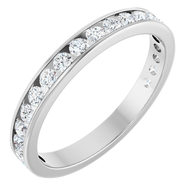 10K Gold Round Natural Diamond Channel-Set Anniversary Band – 1 1/5 CTW - White Gold