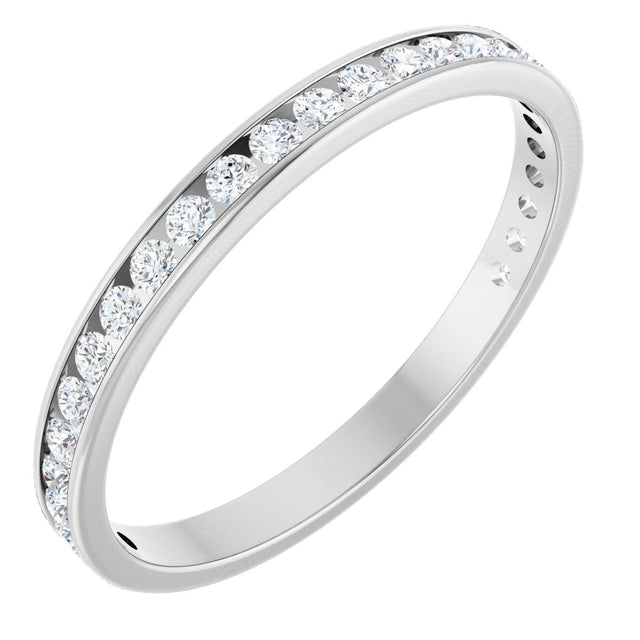 14K Gold Round Lab-Grown Diamond Channel-Set Anniversary Band – 2.25 mm Stones (1 CTW) - White Gold