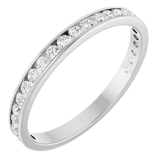 14K Gold Round Lab-Grown Diamond Channel-Set Anniversary Band – 2.25 mm Stones (1 CTW) - White Gold