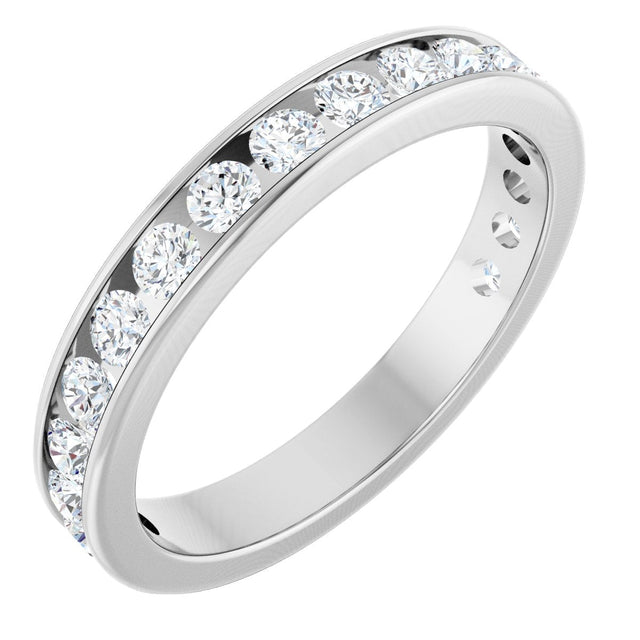 14K Gold Round Natural Diamond Channel-Set Anniversary Band – 2.5 mm Stones - White Gold