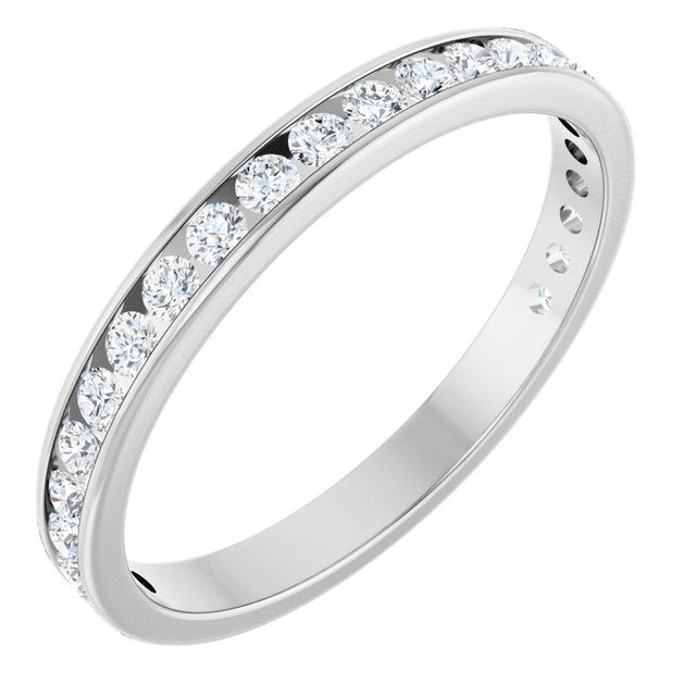 14K Gold Round Lab-Grown Diamond Channel-Set Anniversary Band – 2.25 mm Stones (1 CTW) - White Gold