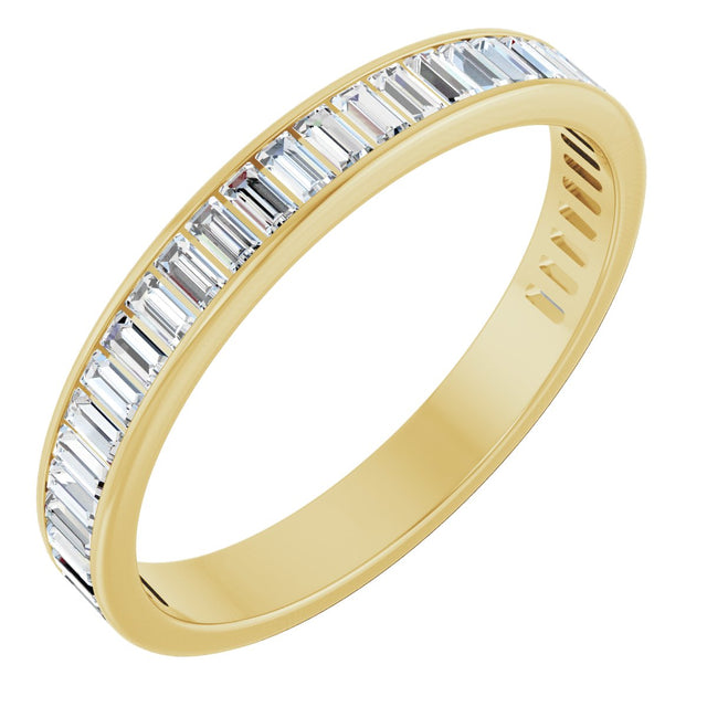 14K Gold Straight Baguette Lab-Grown Diamond Channel-Set Anniversary Band – 3x1.5 mm Stones - Yellow Gold