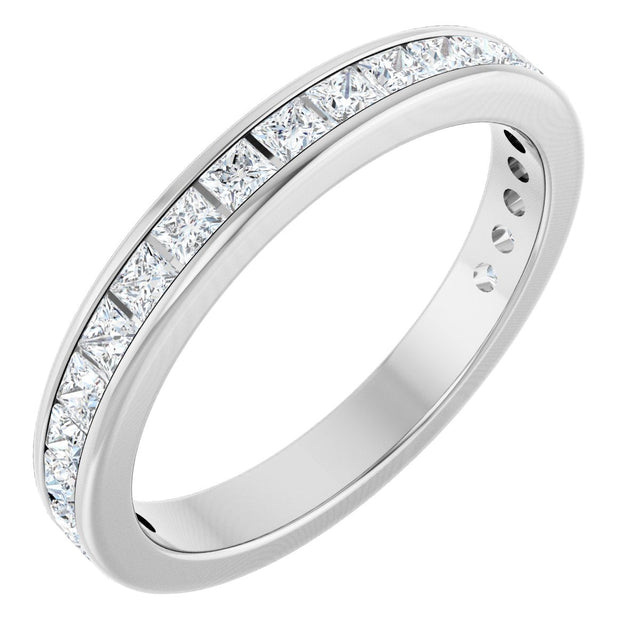 14K Gold Square Lab-Grown Diamond Channel-Set Anniversary Band – 1.75x1.75 mm Stones - White Gold