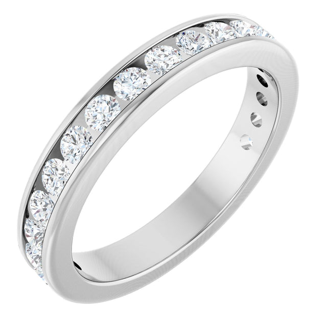 14K Gold Round Lab-Grown Diamond Channel-Set Anniversary Band – 2 mm Stones - White Gold