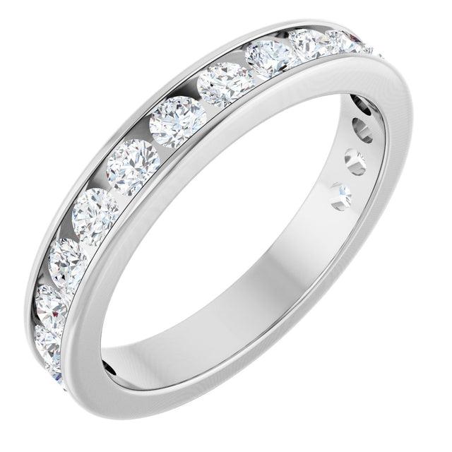 14K Gold Round Lab-Grown Diamond Channel-Set Anniversary Band – 2.5 mm Stones - White Gold
