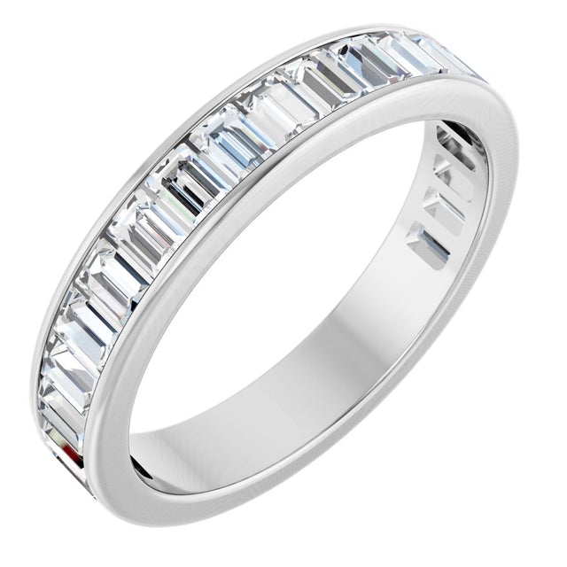 14K Gold Straight Baguette Lab-Grown Diamond Channel-Set Anniversary Band – 3x2 mm Stones - White Gold