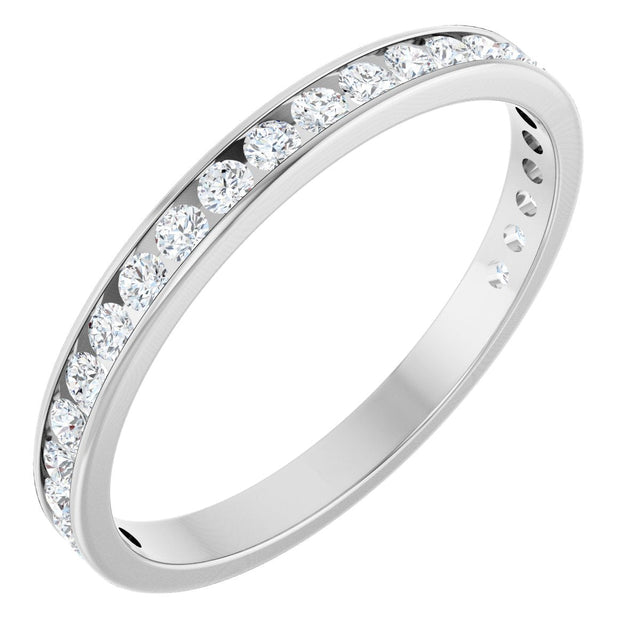 14K Gold Round Lab-Grown Diamond Channel-Set Anniversary Band – 2.5 mm Stones (1 1/2 CTW) - White Gold