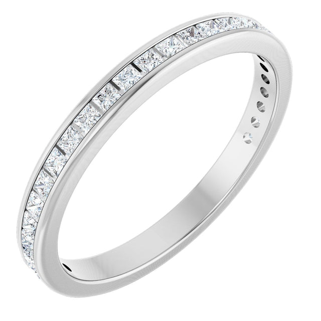 10K Gold Square Natural Diamond Channel-Set Anniversary Band – 1/2 CTW - White Gold