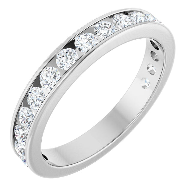 14K Gold Round Lab-Grown Diamond Channel-Set Anniversary Band – 2.5 mm Stones - White Gold