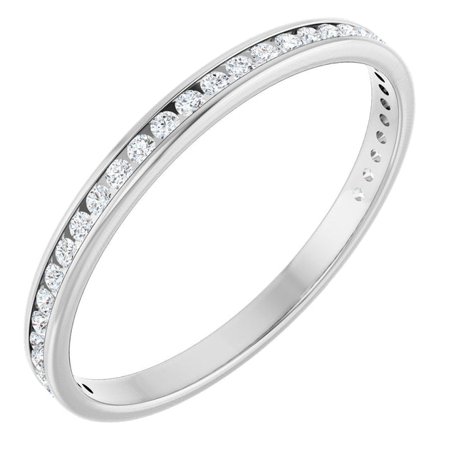 10K Gold Round Lab-Grown Diamond Channel-Set Anniversary Band – 1.5 mm Stones (1/2 CTW) - White Gold