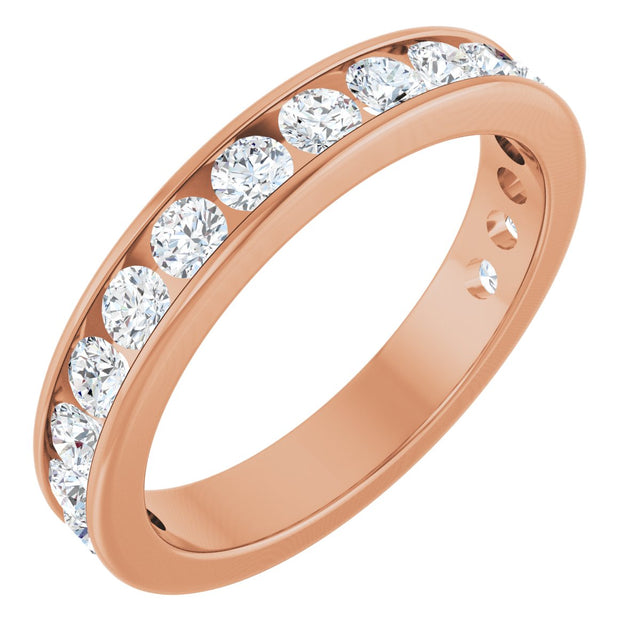 14K Gold Round Lab-Grown Diamond Channel-Set Anniversary Band – 2.5 mm Stones - Rose Gold