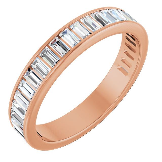 14K Gold Straight Baguette Lab-Grown Diamond Channel-Set Anniversary Band – 3x1.5 mm Stones - Rose Gold