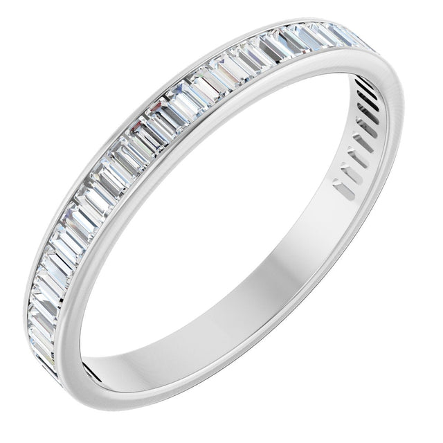14K Gold Straight Baguette Natural Diamond Channel-Set Anniversary Band – 3x1.5 mm Stones (1 3/8–1 1/2 CTW) - White Gold