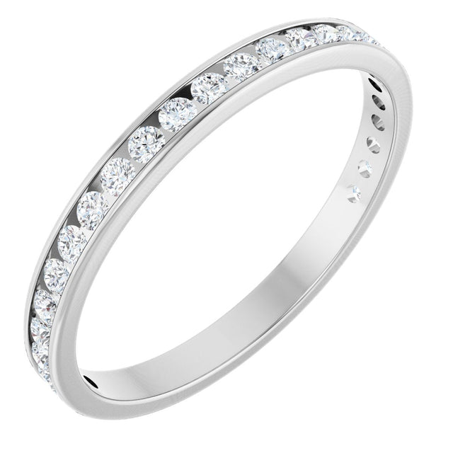 14K Gold Round Lab-Grown Diamond Channel-Set Anniversary Band – 2.25 mm Stones (1 CTW) - White Gold