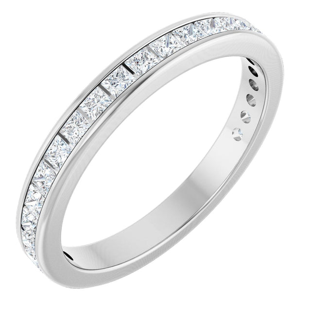 14K Gold Square Natural Diamond Channel-Set Anniversary Band – 1.75x1.75 mm Stones - White Gold