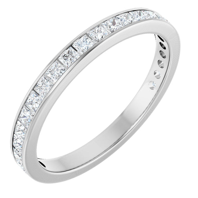 14K Gold Square Natural Diamond Channel-Set Anniversary Band – 2.5x2.5 mm Stones (2 1/3–2 3/8 CTW) - White Gold