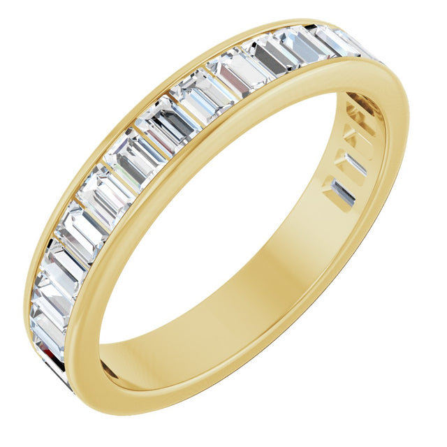 14K Gold Straight Baguette Natural Diamond Channel-Set Anniversary Band – 3x2 mm Stones - Yellow Gold