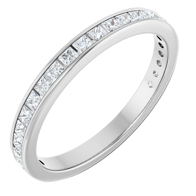 14K Gold Square Lab-Grown Diamond Channel-Set Anniversary Band – 2x2 mm Stones - White Gold