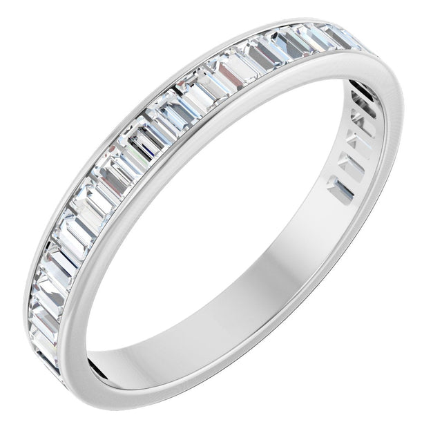 14K Gold Straight Baguette Natural Diamond Channel-Set Anniversary Band – 3x2 mm Stones - White Gold