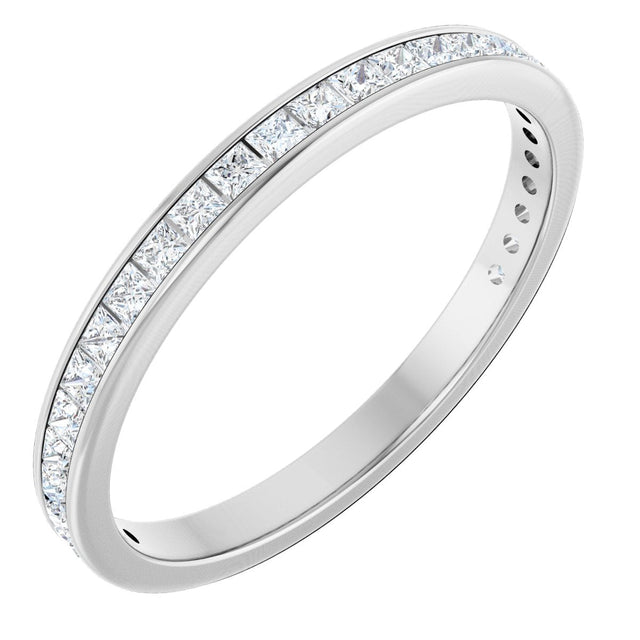 14K Gold Square Lab-Grown Diamond Channel-Set Anniversary Band – 2x2 mm Stones - White Gold