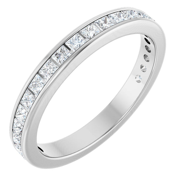 14K Gold Square Lab-Grown Diamond Channel-Set Anniversary Band – 1.75x1.75 mm Stones - White Gold