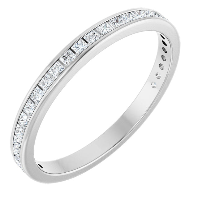 14K Gold Square Lab-Grown Diamond Channel-Set Anniversary Band – 1.5x1.5 mm Stones - White Gold