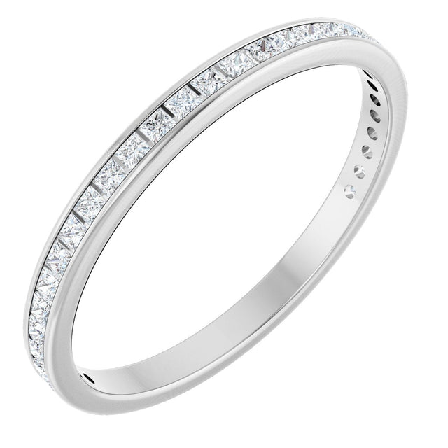 14K Gold Square Lab-Grown Diamond Channel-Set Anniversary Band – 1.75x1.75 mm Stones - White Gold