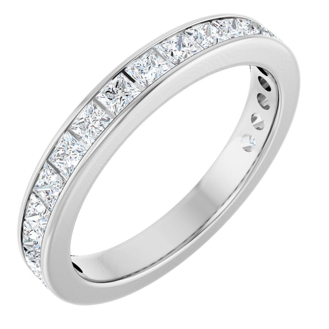 14K Gold Square Lab-Grown Diamond Channel-Set Anniversary Band – 2.5x2.5 mm Stones - White Gold