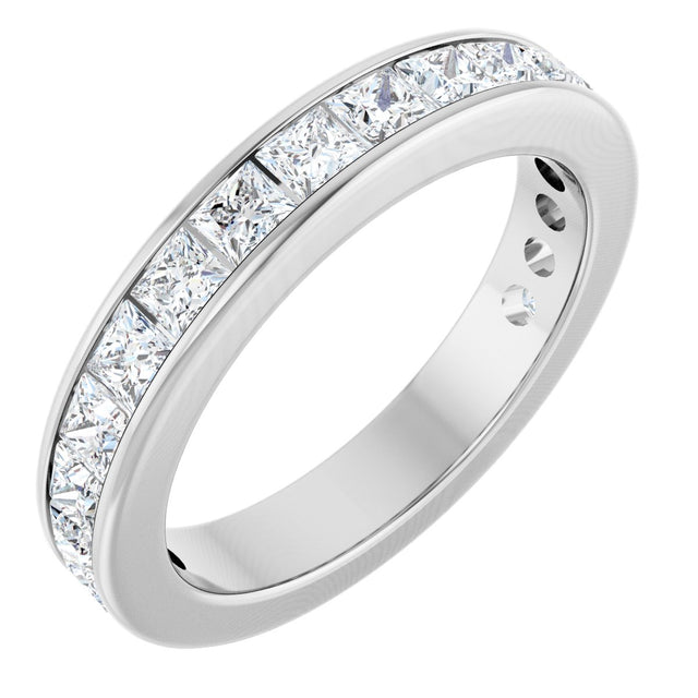 14K Gold Square Natural Diamond Channel-Set Anniversary Band – 2.25x2.25 mm Stones - White Gold