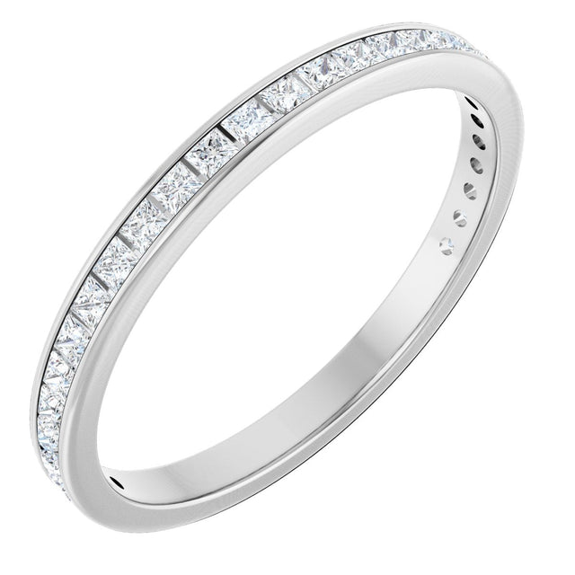 14K Gold Square Lab-Grown Diamond Channel-Set Anniversary Band – 2x2 mm Stones - White Gold