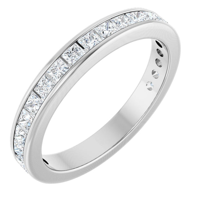 14K Gold Square Lab-Grown Diamond Channel-Set Anniversary Band – 1.75x1.75 mm Stones - White Gold