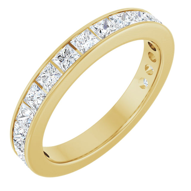 10K Gold Square Natural Diamond Channel-Set Anniversary Band – 2 1/4 CTW - Yellow Gold